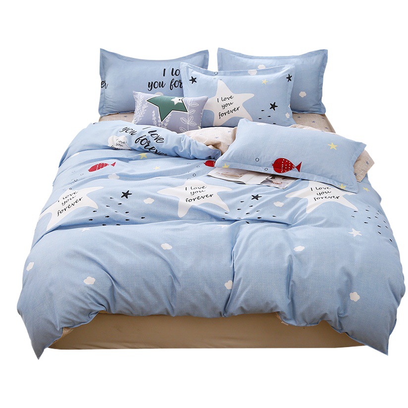 Juego de ropa de cama de algodón cepillado al por mayor para estudiantes, juego de cuatro piezas, funda de edredón de algodón con aloe vera, funda de edredón individual para dormitorio, juego de tres piezas. image 1