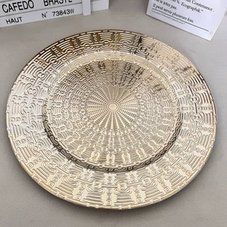 外贸婚礼酒店派对一次性工艺盘装饰塑料盘charger plate
