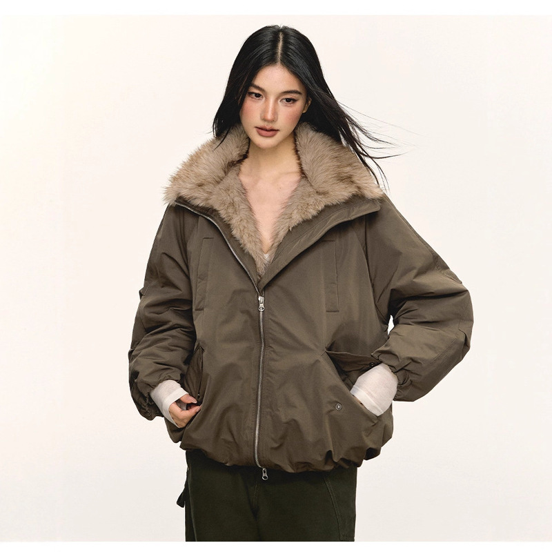 Mountain Eagle Jacket Eco-Friendly Fur Spliced Collar Parka Women's Autumn Winter New Loose Casual Warm Jacket Mountain Eagle Jacket Eco-Friendly Fur Spliced Collar Parka Women's Autumn Winter New Loose Casual Warm Jacket