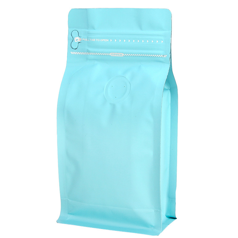 Grano de café ziplock bolsa de ocho lados sellado bolsa de papel de aluminio gato y perro comida té con válvula de aire de color bolsa de envasado de alimentos envío gratis