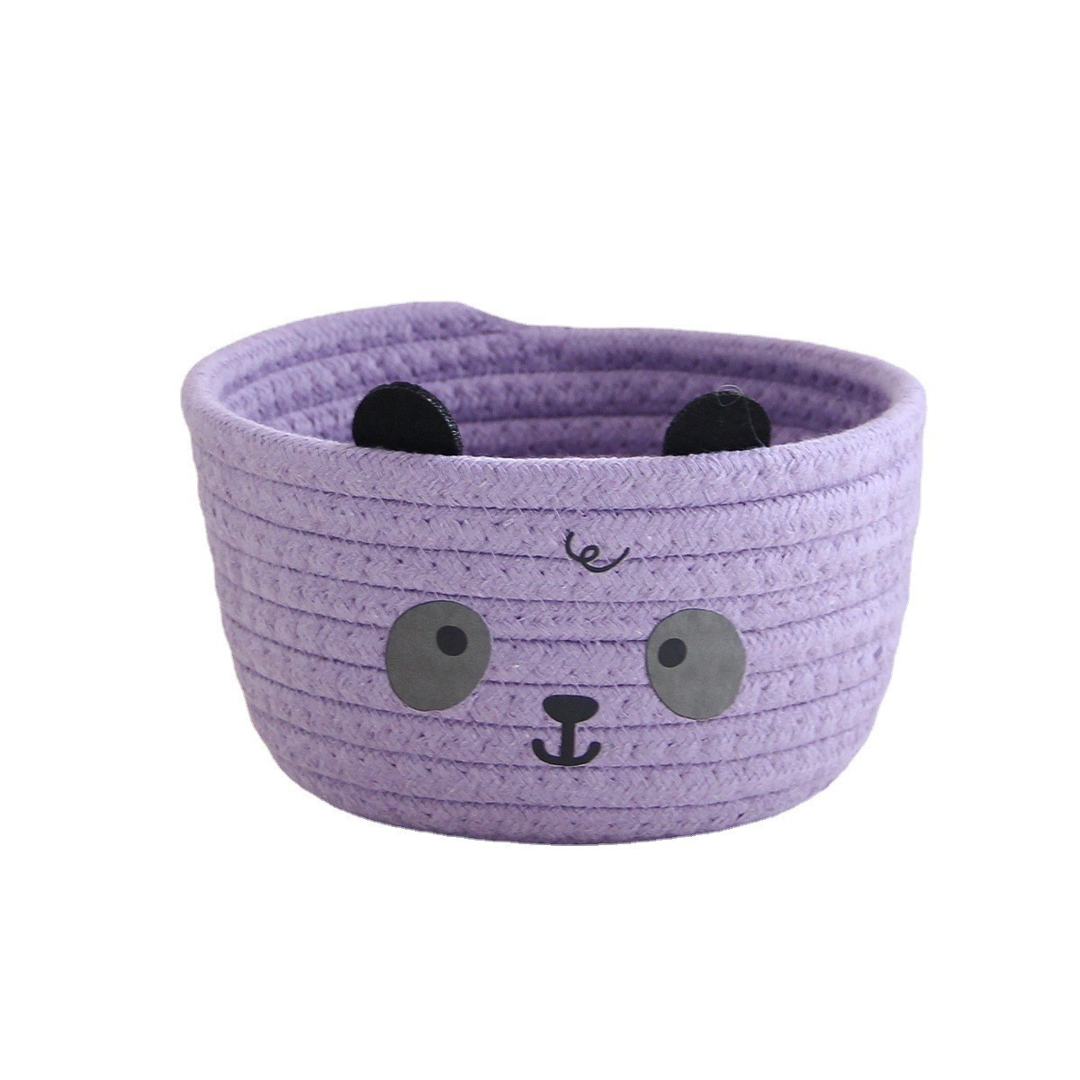 Oso caja de almacenamiento de cuerda de algodón tejida a mano cesta de almacenamiento de escritorio imitación ratán dibujos animados creativo almacenamiento lindo