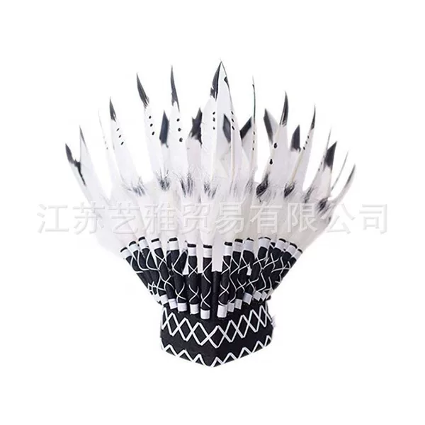 Indian Chief Feather Headdress Cross-Border Supply Handmade Feather Savage Headdress Headband Photography Props Can Be Customized