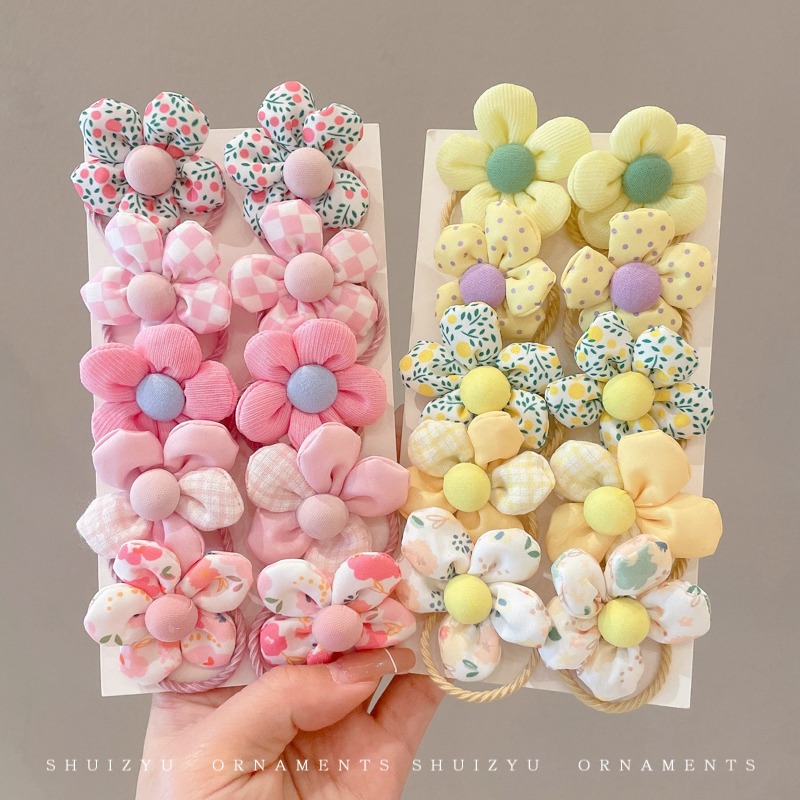 Cuerda de pelo para niños tocado de flores banda de goma elástica alta no daña el cabello banda de goma duradera cuerda de pelo de bebé lazo anillo de pelo
