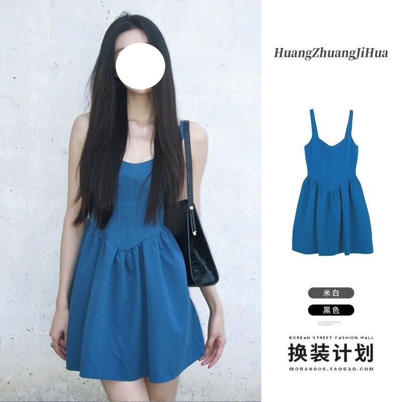 Art Student Klein Blue Dress for Women 2025 Summer New Cute Age-Reducing Petite Chic Suspender Skirt Art Student Klein Blue Dress for Women 2025 Summer New Cute Age-Reducing Petite Chic Suspender Skirt