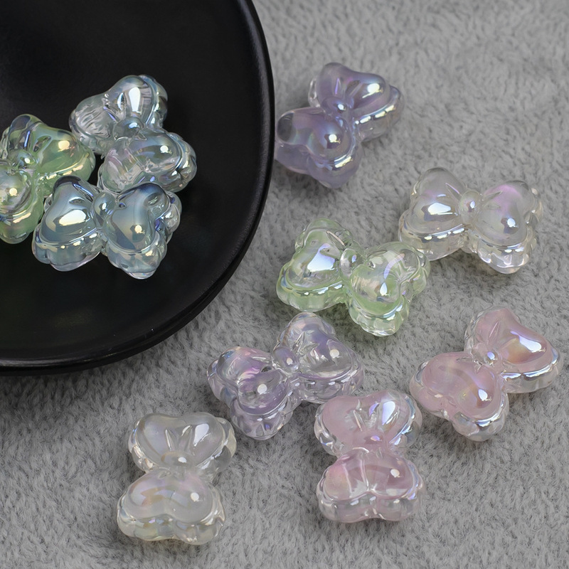 Ding Yi Leng Yue Guang Yu oil painting bow plating resin beads through hole loose beads diy mobile phone chain jewelry accessories