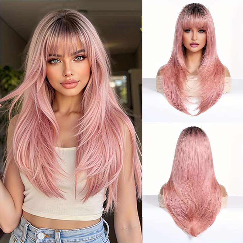 Amazon Temu Hot-Selling Long Straight Hair Wig with Bangs, Women's Long Straight Layered Wigs, Black Long Straight Wig Amazon Temu Hot-Selling Long Straight Hair Wig with Bangs, Women's Long Straight Layered Wigs, Black Long Straight Wig