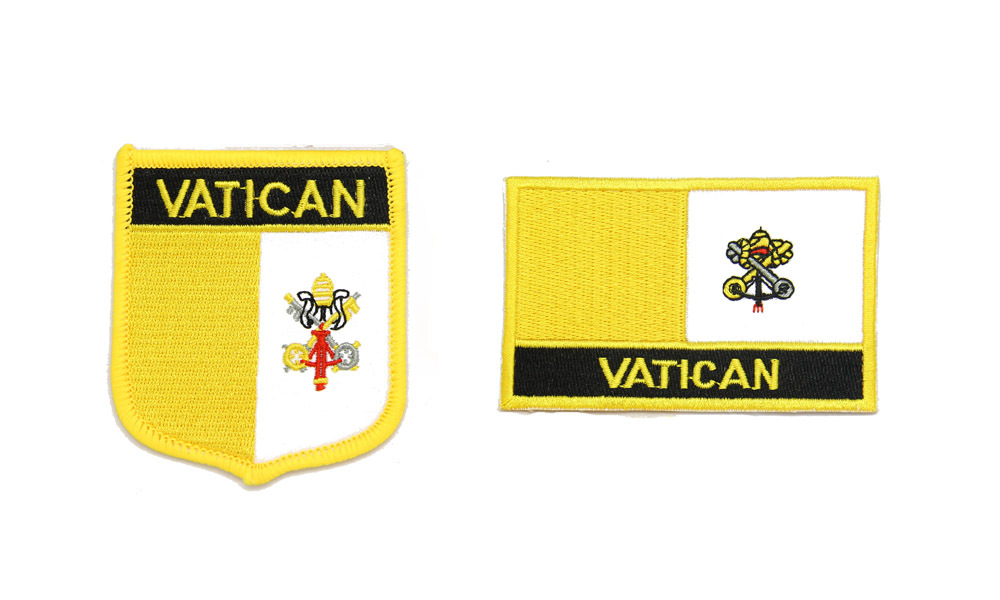 梵蒂冈 国旗刺绣布贴 Vatican FLAG Embroidered IRON ON PATCH
