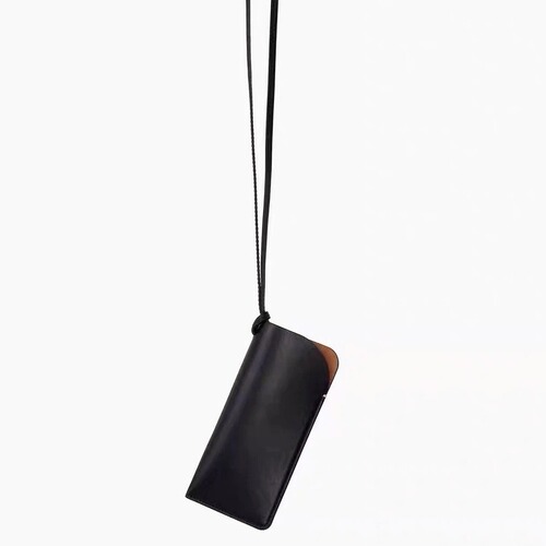 PU leather concave shape pendant glasses case, fashionable Insta minimalist glasses storage bag with cord, wholesale
