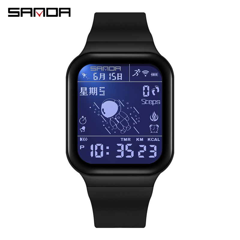 SANDA caloría paso contando reloj electrónico deportes al aire libre impermeable astronauta estudiante juventud reloj 6101