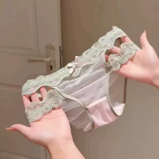 奶欲美人~ 性感纯欲风蕾丝内裤女低腰高开叉腿环透气纯棉档三角裤