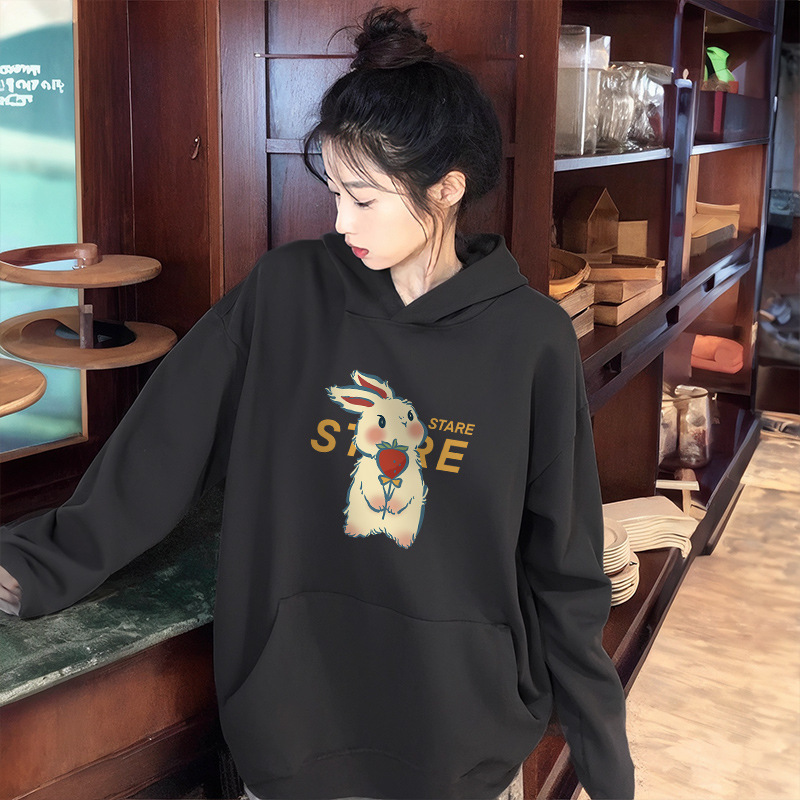 藏蓝色连帽卫衣女2025秋薄款新款宽松长袖冬季加绒加厚上衣外套|undefined