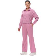 C 72860 Zipper Hoodie Wide Leg Pants Set ���e�\�����b ��
