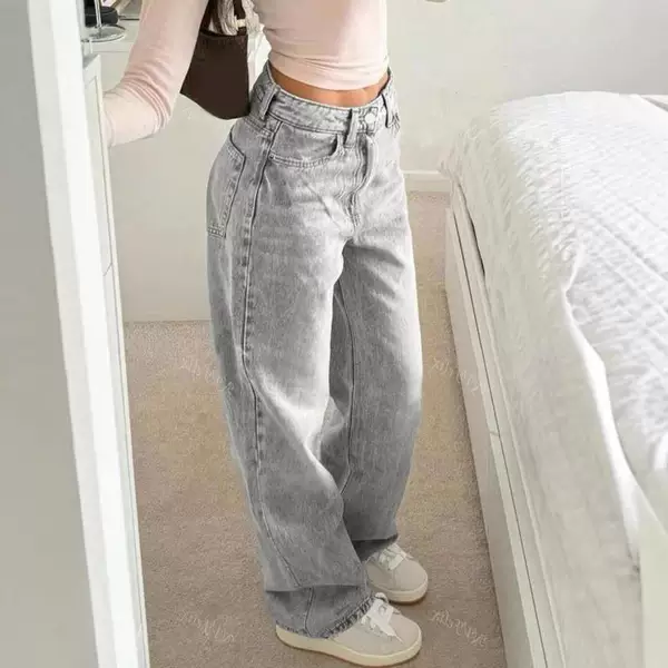 Sc Amazon European and American Style Cross-Border 2025 Spring New Versatile Drapey Lazy Straight Loose High-Waisted Wide-Leg Pants