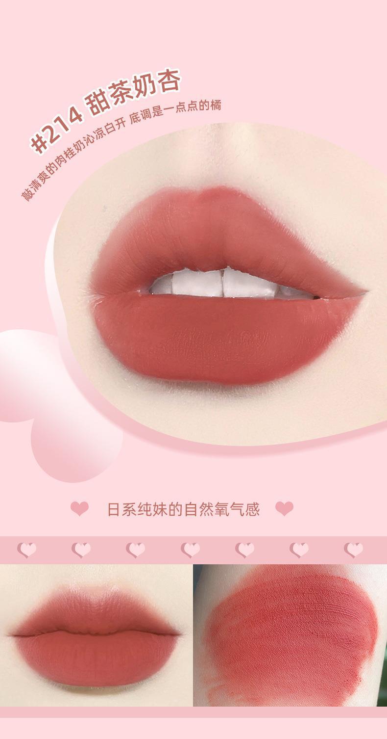 NOVO Misty Casual Air-like Lip Mud is a water-resistant and non-fading lipstick for students to look fair without makeup. It's suitable for both lips and cheeks undefined