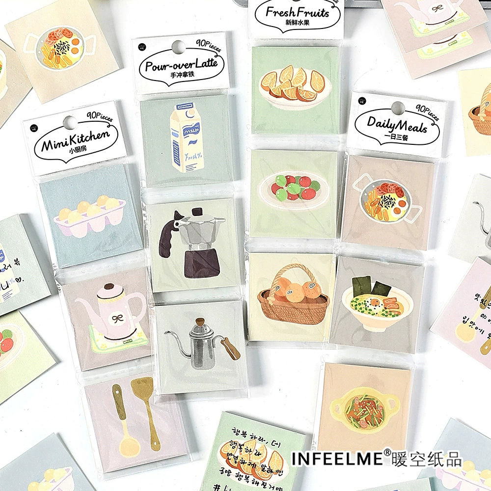 Бумага для заметок Infeel.Me серии «Доброе утро и доброй ночи», стикеры для заметок, заметки с изображением еды и кофе