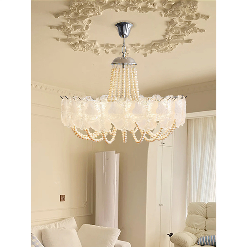 French-Style Living Room Chandelier, Dining Room, Bedroom, Cream-Style Retro Vintage Crystal Creative Pearl Glass Lamp, Whole House Package French-Style Living Room Chandelier, Dining Room, Bedroom, Cream-Style Retro Vintage Crystal Creative Pearl Glass Lamp, Whole House Package