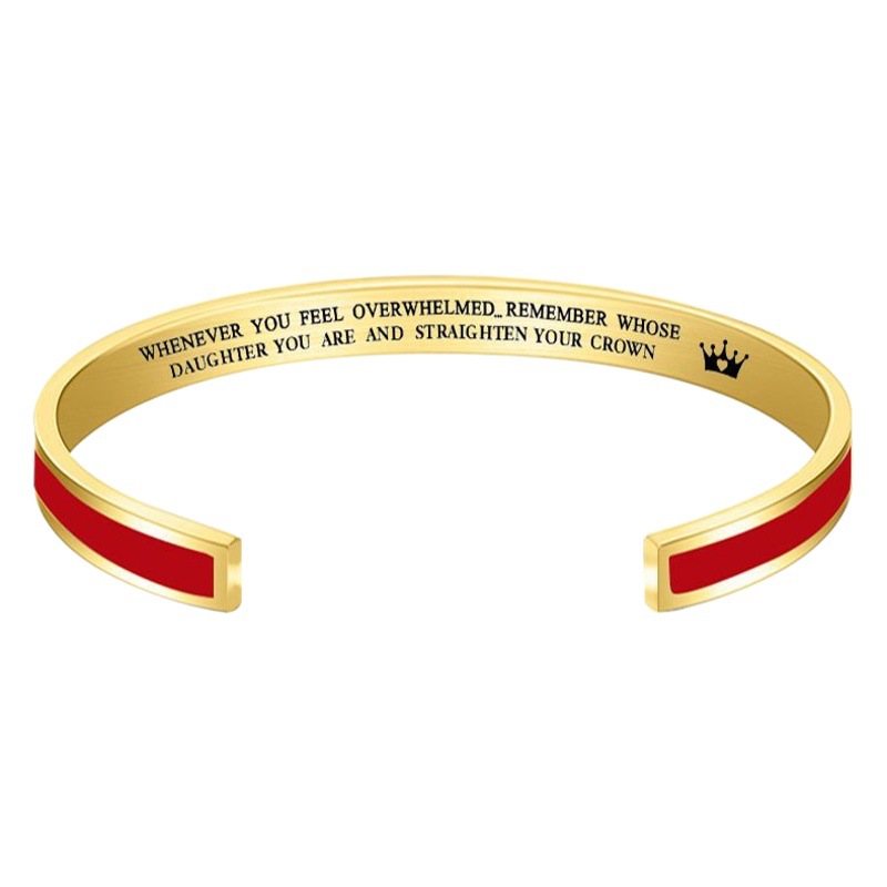 Madre hija transfronteriza Acero inoxidable letras galvanoplastia pulsera de color corona de acero de titanio de moda