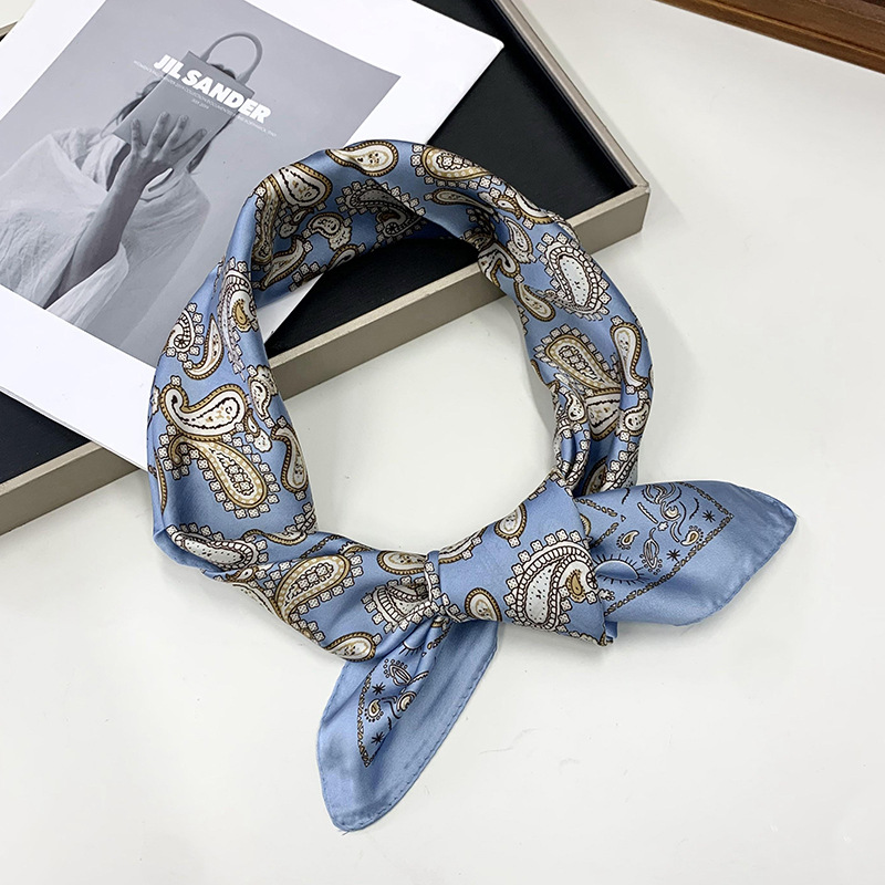 Buñuelo de seda cuadrada de impresión digital coreana para mujeres, buñuelo de cuello, buñuelo de cuello, buñuelo de moda, cinta