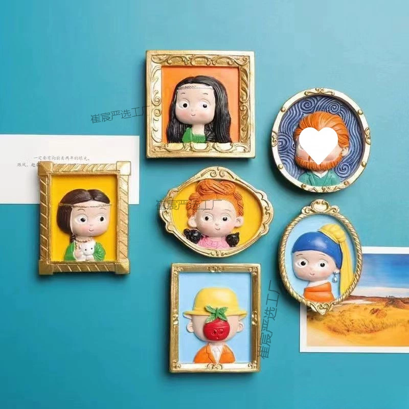 Всемирно известная картина, окрашенная гипсом, кукла, магнит на холодильник, интернет-знаменитость, горячий стиль, граффити, бесплатная краска, окраска, белая пустая игрушка ручной работы