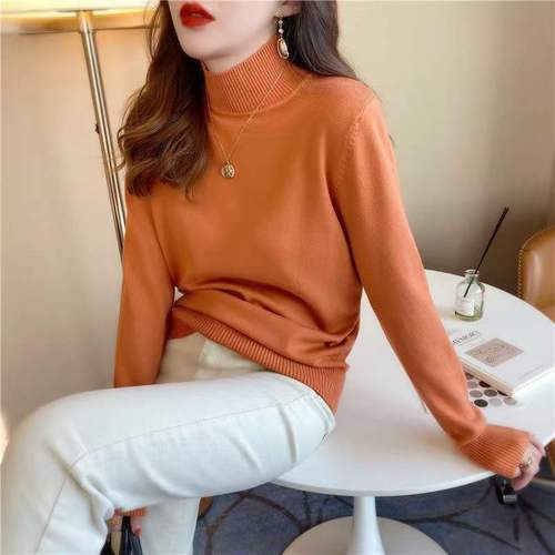 Women's Sweater with Round Neck, Loose and Easy to Wear, Half High Neck Knitted Underwear, New Style in 2025, Soft Top 