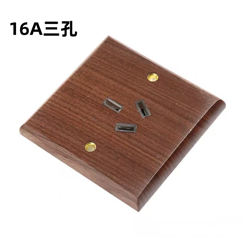 Patrón de madera sólida retro nuez latón dial panel de interruptor residencial chino 86 tipo cinco agujeros con interruptor de toma de corriente oculta