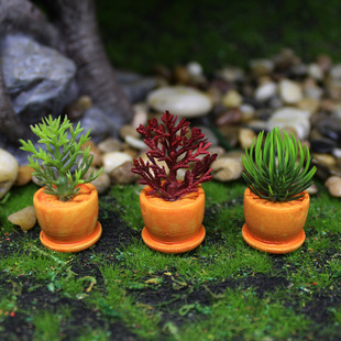 Creative Small Ornaments Simulation Micro Landscape Fleshy Potted Moss Green Plant Decorations Miniature Accessories Mini Small Flower Pot