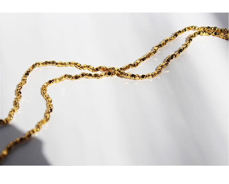 Vacuum Electroplating Baroque Pearl Gold Small Square Beads Clavicle Chain Necklace