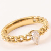 Chain, zirconium, ring with stone stainless steel, 750 sample gold