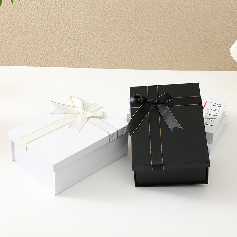 Tapa plegable caja de regalo cinta arco zapato grande y ropa caja de regalo de una pieza CAJA PLEGABLE caja de regalo negro