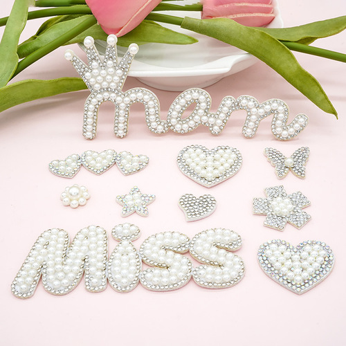 Mao Shun Pearl Imitation Diamond Creative Heart Letter Non-woven Imitation Diamond Sticker DIY Clothing Box Packaging Decor