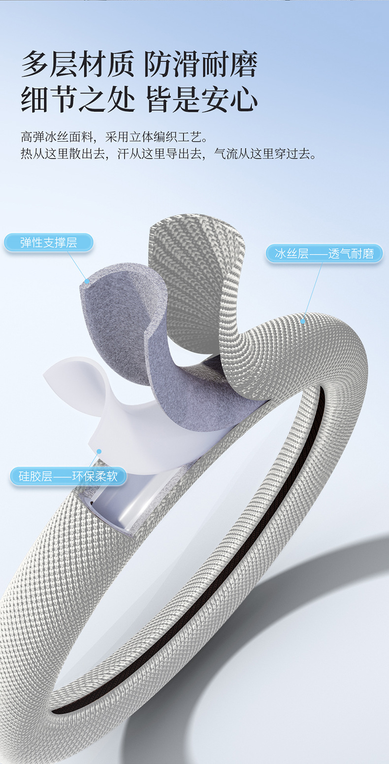 2026 New Amazon Cross-Border Hot-Selling Summer Steering Wheel Cover Car Sweat-Absorbent Breathable Gel Handle Cover Goddess Style