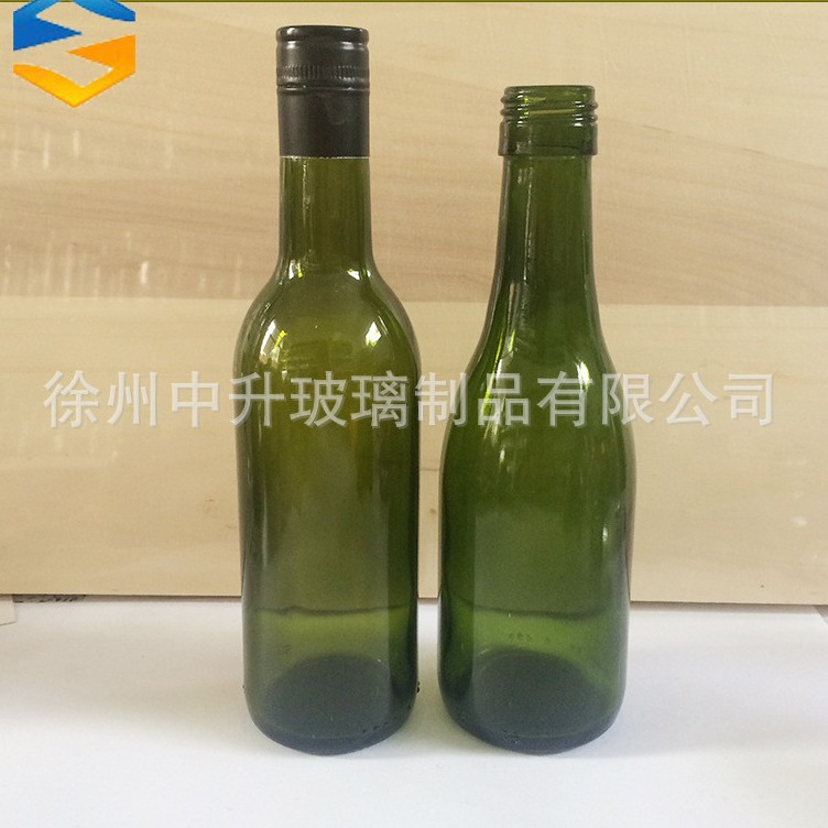 187墨绿甘红葡萄酒瓶 小容量茶色冰酒果酒瓶圆形酵素玻璃瓶