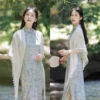 Soft white-thin hollow triangle scarf