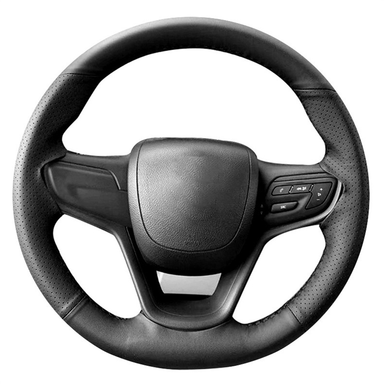 Car Leather Hand-Stitched Steering Wheel Cover Manufacturer Wholesale Cross-Border Hand-Stitched Handlebar Cover Suede Steering Wheel Cover Bc-011