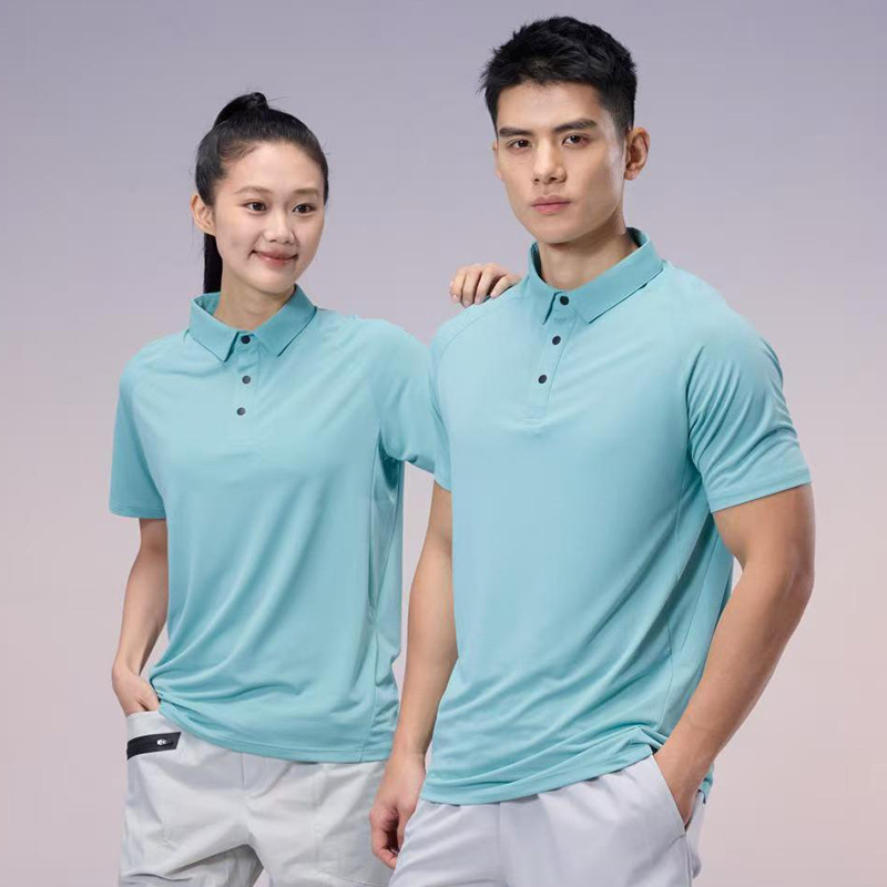 Cross-Border Amazon Summer Pure Color Quick-Drying Lapel Polo Shirts for Men and Women Short-Sleeved Work Clothes Cultural Shirts Fitness Sports