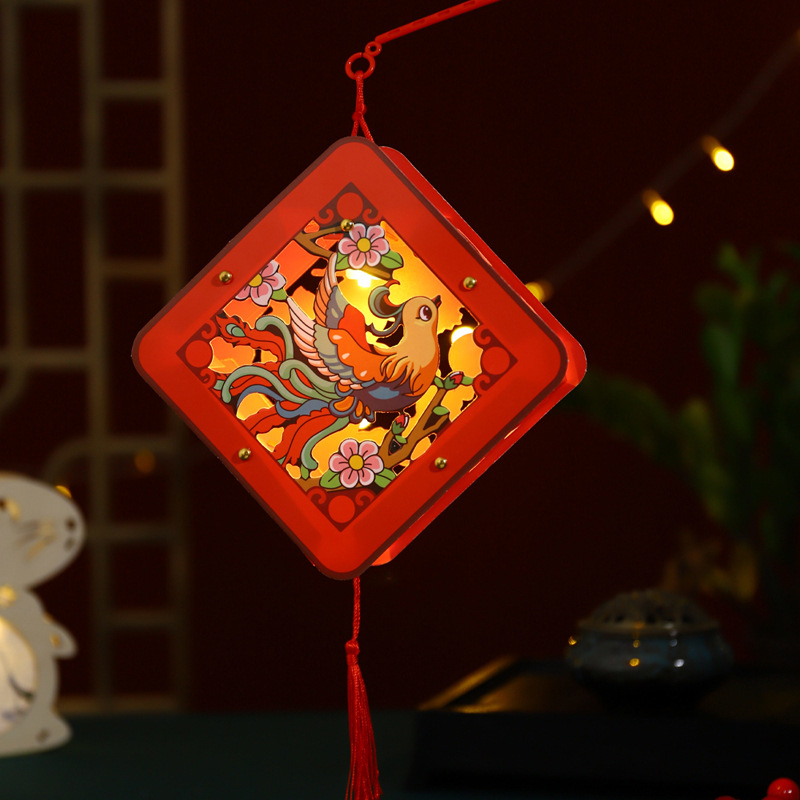 Dragón linterna de Año Nuevo linterna de bricolaje hecho a mano Día de Año Nuevo linterna portátil Festival de la linterna de los niños decoraciones de estilo antiguo linterna de palacio