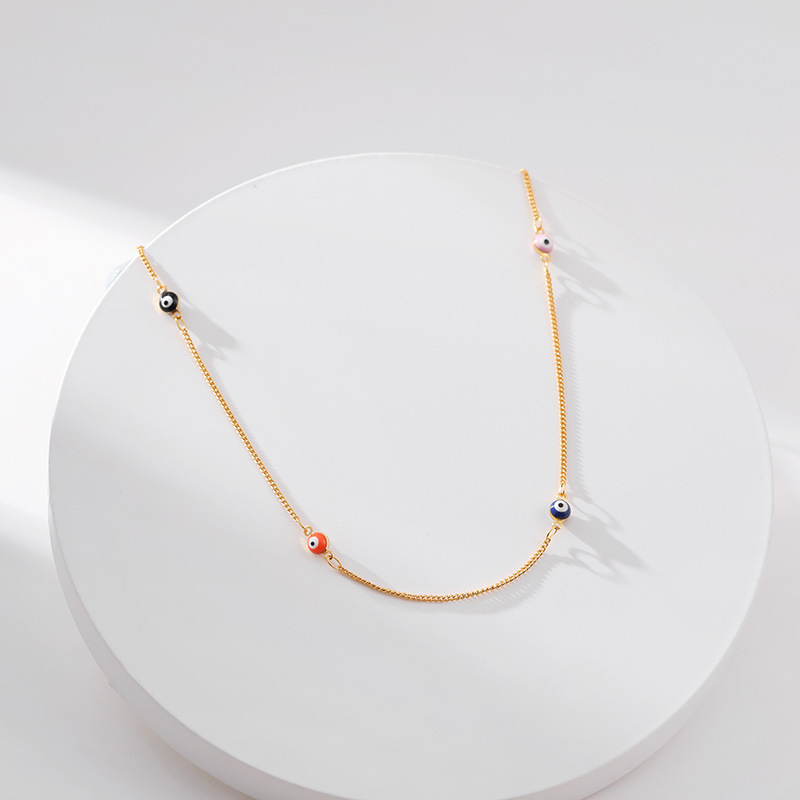 Daily Occasion Copper Material Devil'S Eye Pattern Ethnic Style Devil's Eye Copper 18k Gold Plated Necklace In Bulk