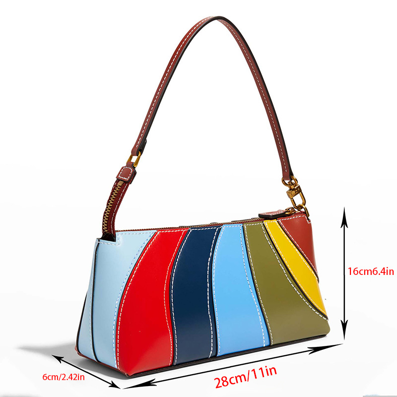 Einzelne Umhängetasche, Neue Europäische Und Amerikanische Retro-Kontrastfarbnähte Bonbonfarbene Unterarmtasche Für Damen Einzelne Umhängetasche Handtasche Umhängetasche_voghion.com