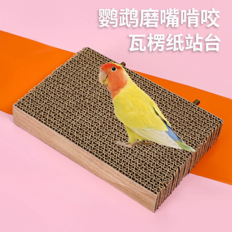 Попугай игрушка кусает и вытягивает тысячи слоев гофрированной платформы