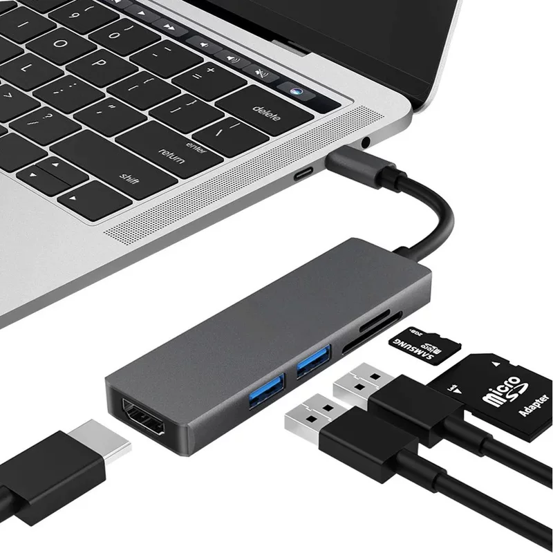 Док-станция 5-в-1 Type-C 3.1 USB3.0/2.0 SD/TF карта, ноутбук, 4K