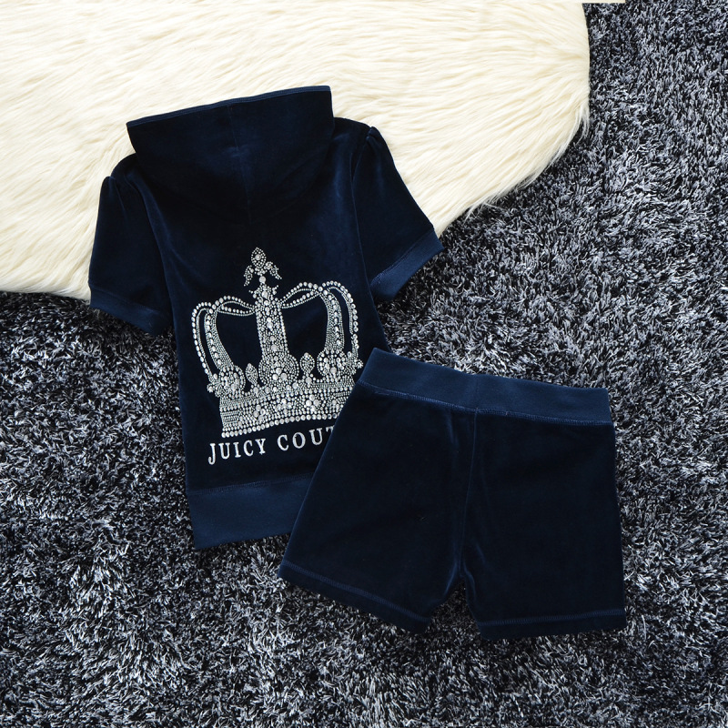 2021 Sports Casual Suit Crown with Diamond Short-sleeved Shorts Velvet JC Summer Dress Slim-fit Hooded Cardigan Women's Clothing 2021 Sports Casual Suit Crown with Diamond Short-sleeved Shorts Velvet JC Summer Dress Slim-fit Hooded Cardigan Women's Clothing