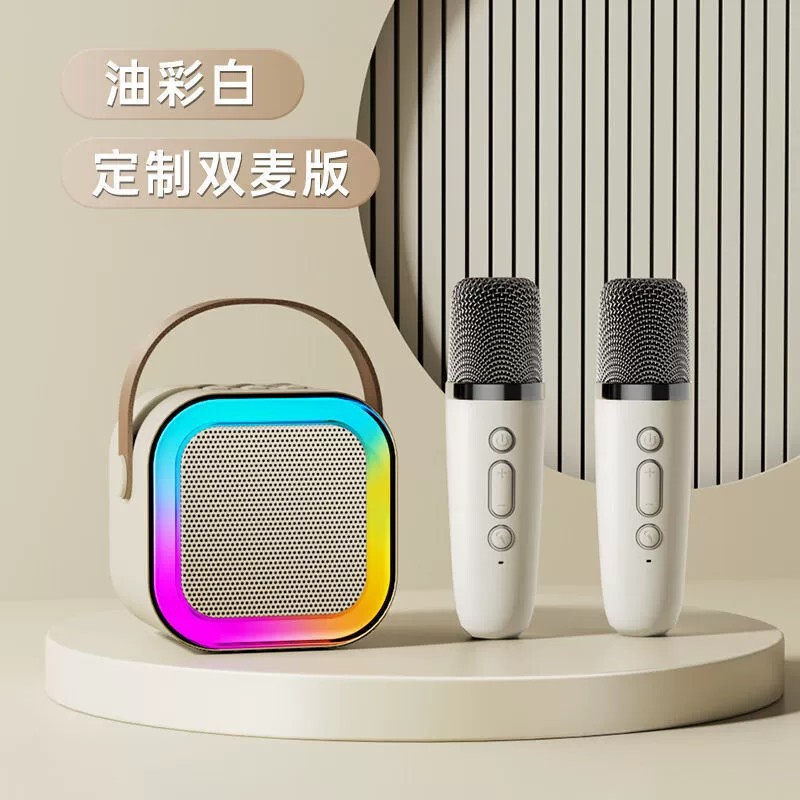 K12 Microphone and Audio Integrated Wireless Microphone Karaoke Bluetooth Speaker Home Universal Singing Kidsren's Family Ktv