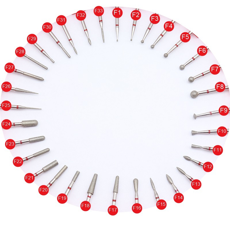 33 Types of Red Gold Steel Sand Easynail Cuticle Remover Open-Hole Diamond Sand Nail Polishing Head Nail Removal Tool