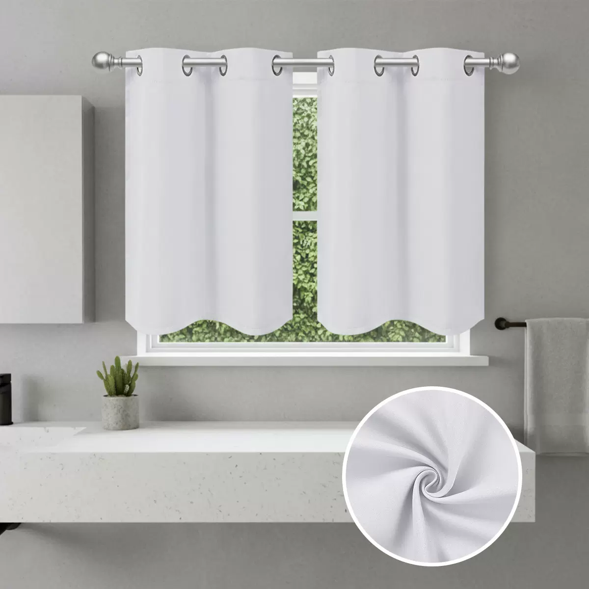 跨境新款高精密短帘打孔厨房窗帘遮光防晒小窗帘成品TEMU现货代发