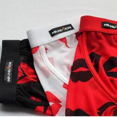 廠家就批發男士內褲透明細網紗印花口唇內褲男式外貿內褲