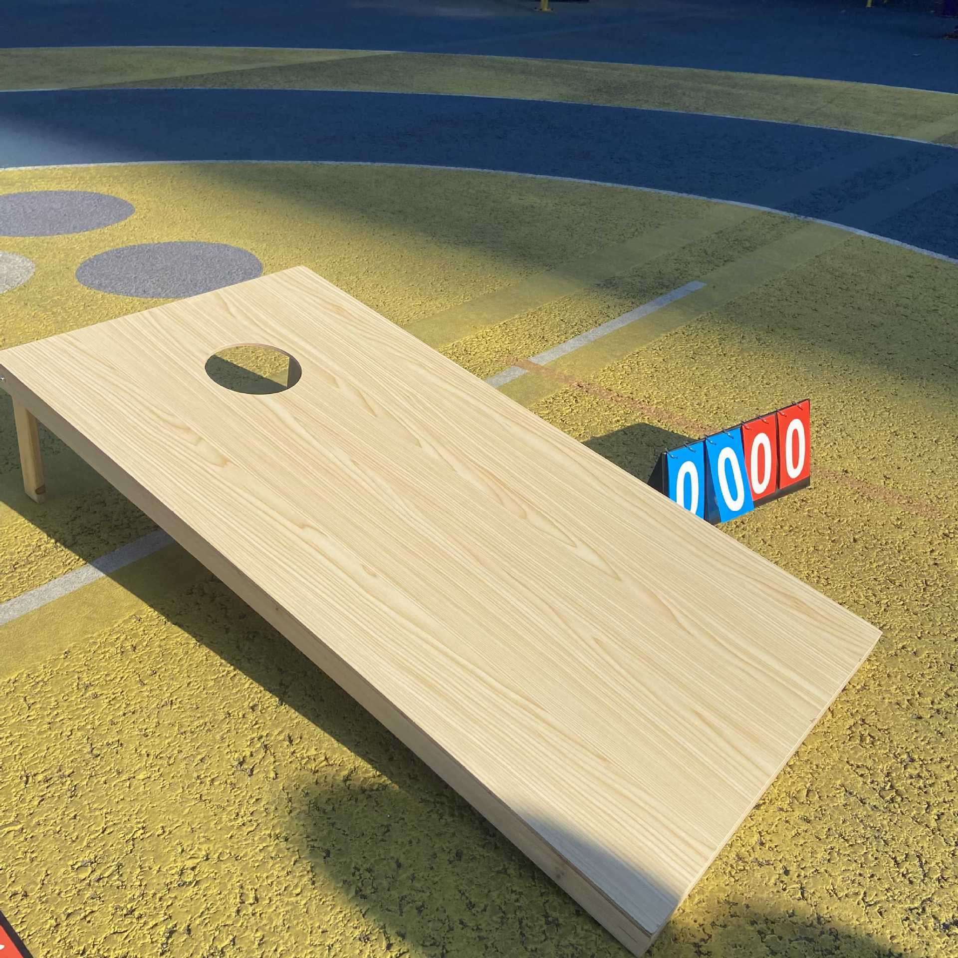 Bolsa de madera en el lugar junta de lanzamiento de campamento padres-hijos grupo de construcción juego clásico americano bolsas de maíz