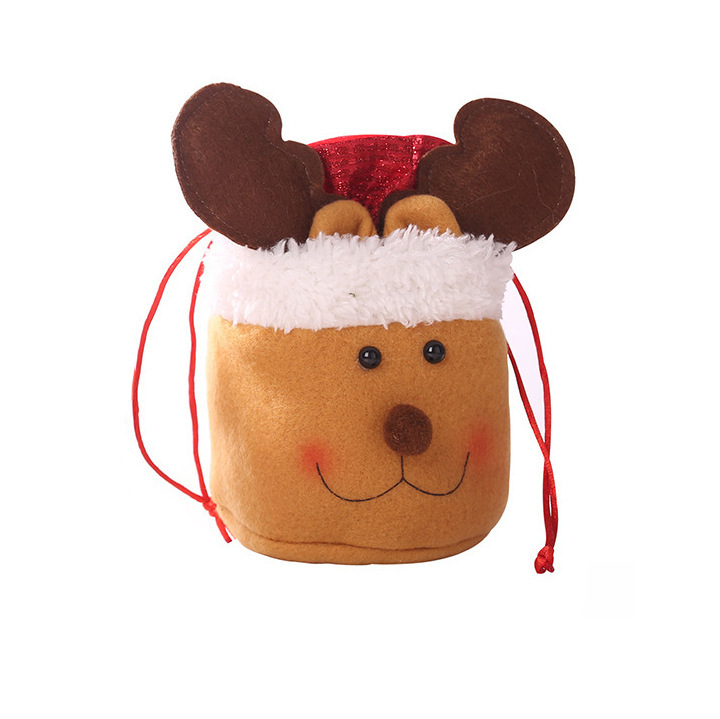 Bolsa de regalo de felpa de Navidad Suministros de decoración de Navidad Bolsa de manzana con cordón de lino Bolsa de dulces para ancianos Bolsa de regalo para niños