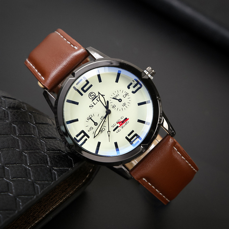 Wholesale Cross-border Explosive Business Quartz Watch Men's Fashion Belt Student Watch Casual Thin Men's Watch