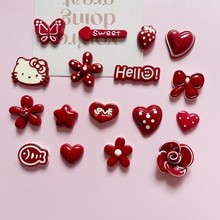 安可拉红花朵爱心猫咪小鱼饰品配件 diy鞋花发饰发夹手工材料批发