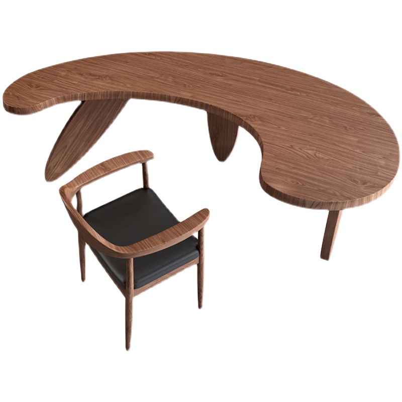 Escritorio de diseño de madera maciza lujo ligero dormitorio moderno minimalista creativo escritorio de computadora de escritorio de arco escritorio de forma especial